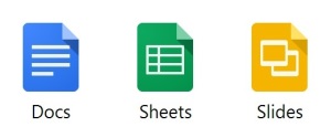 Google Apps icons - Docs, Sheets, Slides